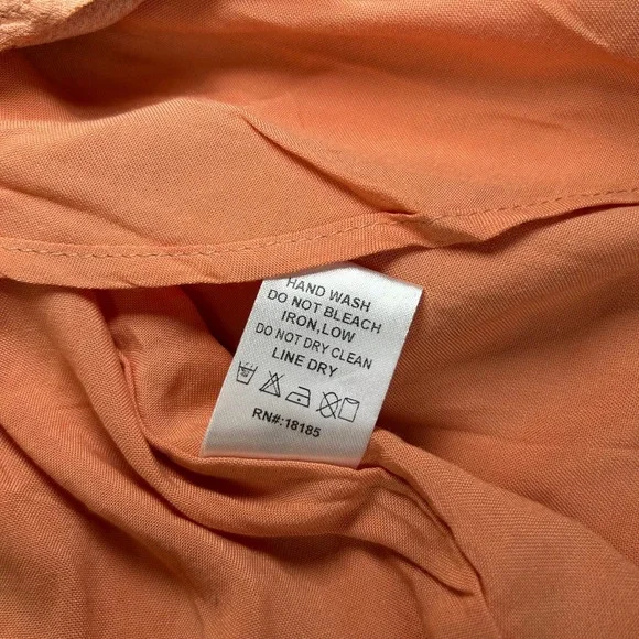 Audrey 3+1 Floral Wrap Maxi Dress Peach Boho Ruffle Hem Short Sleeve Small - Picture 5 of 5